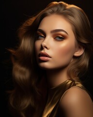 Fototapeta premium young beautiful woman in a makeup in professional photography type beauty
