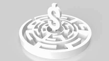 The dollar symbol in maze for business concept 3d rendering