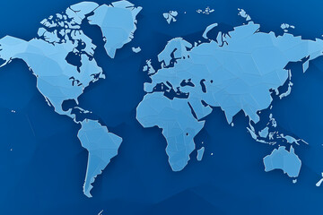 Fototapeta na wymiar World map blue simple continent outline Generative AI