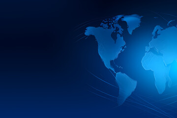 Fototapeta na wymiar World map blue web background america simple continent outline design Generative AI