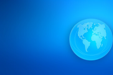 Fototapeta na wymiar World map blue web background globe ball simple continent outline design Generative AI