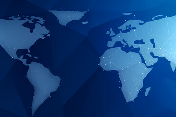 World map blue  web background simple continent outline design Generative AI