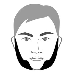 Mutton Chops Beard style men in face illustration Facial sideburns hair. Vector grey black portrait male Fashion template flat barber set. Stylish hairstyle isolated outline on white background.