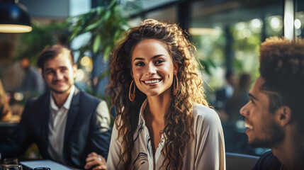 Fototapeta premium smiling multicultural business team in a moder office