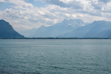 Embankment of town of Montreux, Switzerland