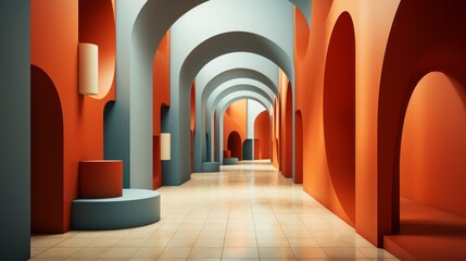 Brutalist building with bold minimal color scheme. Generative AI. 