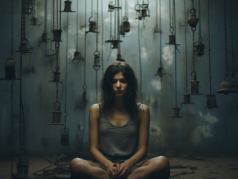 concetto di depressione, persona triste e depressa in primo piano