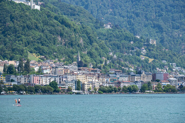Fototapeta na wymiar Embankment of town of Montreux, Switzerland