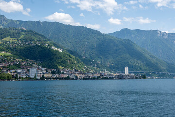 Obraz premium Embankment of town of Montreux, Switzerland