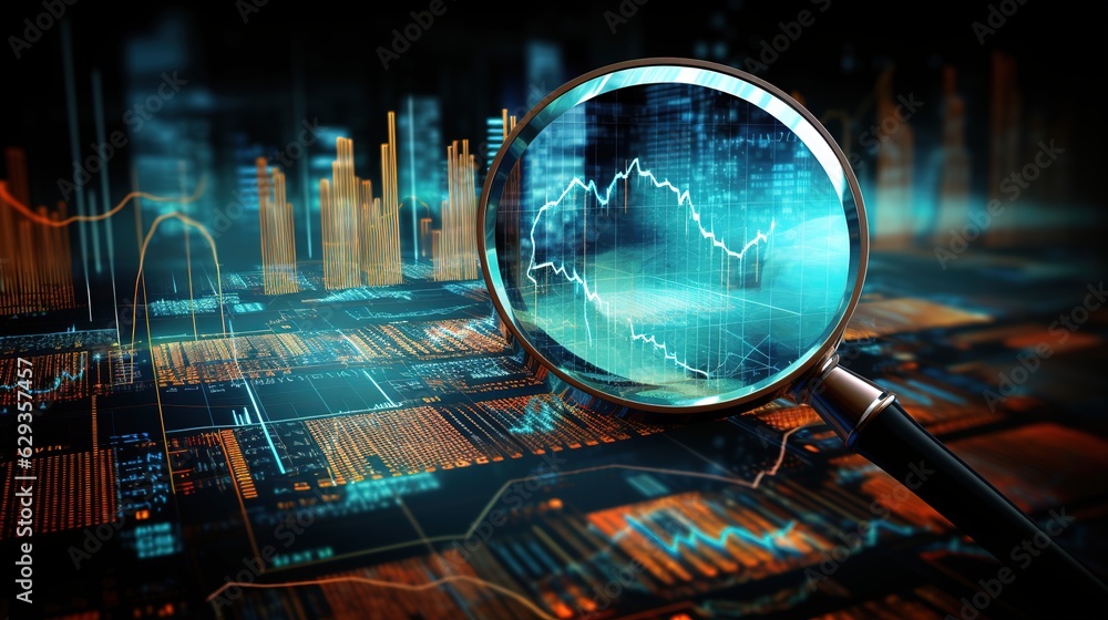 Poster magnifying lens on the graph display, with generative ai