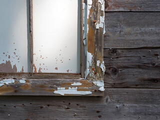 Old Weathered Window with Peeling Paing