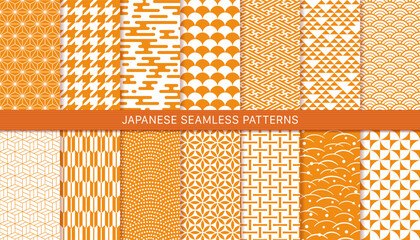 和柄のシームレスパターンセット