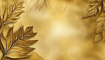 Golden leaves on gold paper background