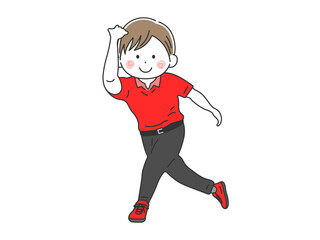 ボウリングをする男性のイラスト