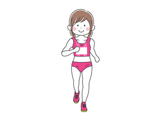 女性のマラソン選手のイラスト