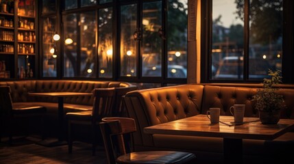 quiet coffee shop at dusk generative ai