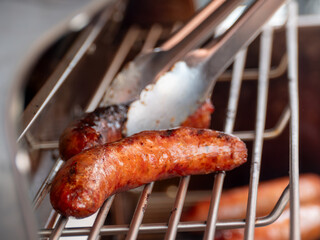 Classic Traditional German Bratwurst on the Grill