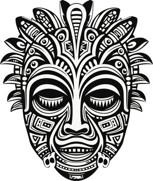 Tribal hawaii totem african traditional wooden mask. hawaii mask exotic, african face wooden sculpture
