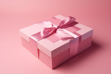 Giftbox in pink colorblock geometric colors. Generative AI