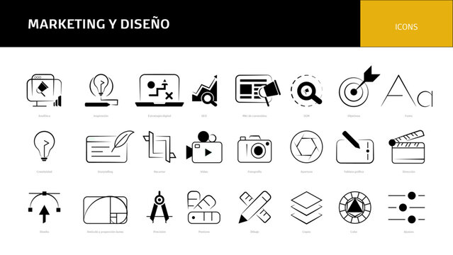 Conjunto de Iconos para Profesionales de Marketing y Dise&ntilde;o