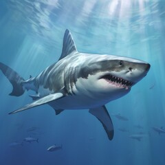 great white shark in the ocean - Shark Week Photography