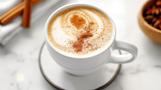 cup of cappuccino with cinnamon
