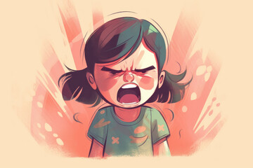 Toddler having a temper tantrum. Sad child screaming in anger.