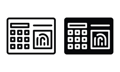 Fingerprint scanner icon with outline and glyph style.