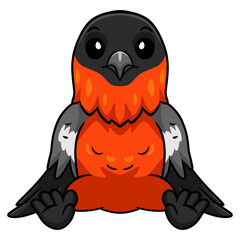 Cute bullfinch bird cartoon sitting