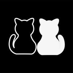 silhouette of a pair of cats in black and white