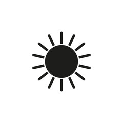 Sun icon. Warm weather symbol. Black sun silhouette. Vector illustration. Eps 10.