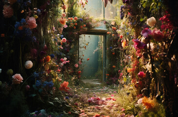 "Le Jardin des Esprits" : Un jardin abstrait où des fleurs semblent avoir une vie propre, dansant au gré du vent comme des esprits.
