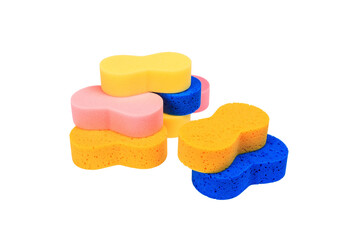 Multi-colored foam rubber sponge for cleaning