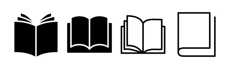 Book icon set illustration. open book sign and symbol. ebook icon