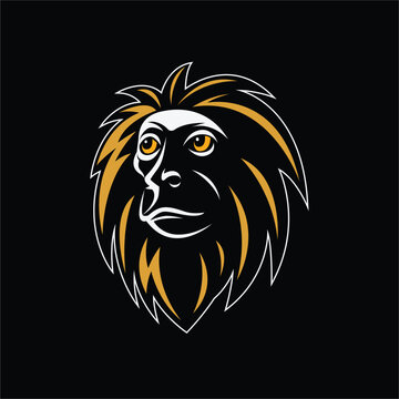 Tamarin Golden Lion Vector Silhouette, Logo, Retro, Vintage, Tamarin Golden Lion Head, Minimalism, Tamarin Golden Lion Line Art, Sport Logo
