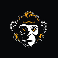 Monkey Vector Silhouette, Retro Logo, Vintage, Monkey Head, Minimalism, Monkey Line Art, Sport Logo