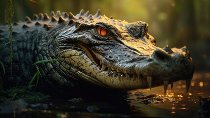 Obraz premium close up of a crocodile. Generative AI