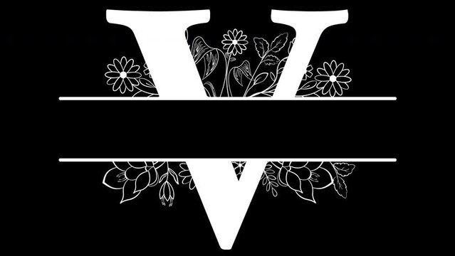 Letter V Monogram animated, with ALPHA Channel (Transparent Background) In 4K Resolution
