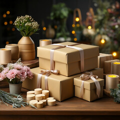 gift boxes with flowers