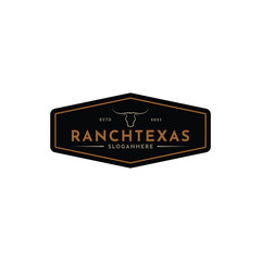 Texas Longhorn Buffalo Bull Cattle Farm Ranch countryside Country Western Vintage Retro Logo Design