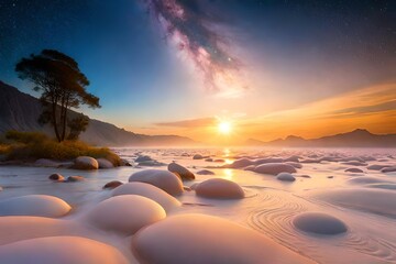 sunset over the sea Generative AI