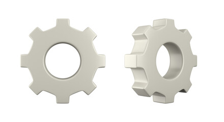 Two gears isolated on white background. Labor day. 3D rendering.