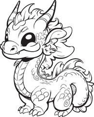 Hand-painted cartoon characters in traditional Chinese Dragon Year images