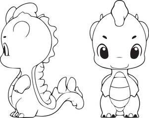 Hand-painted cartoon characters in traditional Chinese Dragon Year images