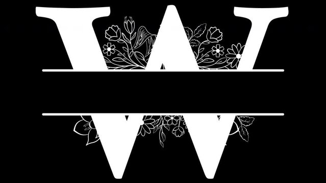Letter W Monogram animated, with ALPHA Channel (Transparent Background) In 4K Resolution