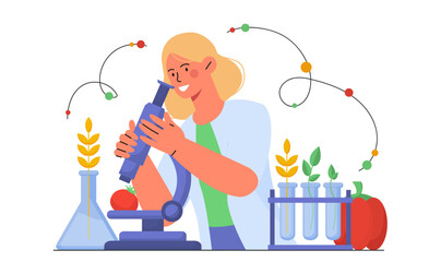 Woman study of vegetables vector concept