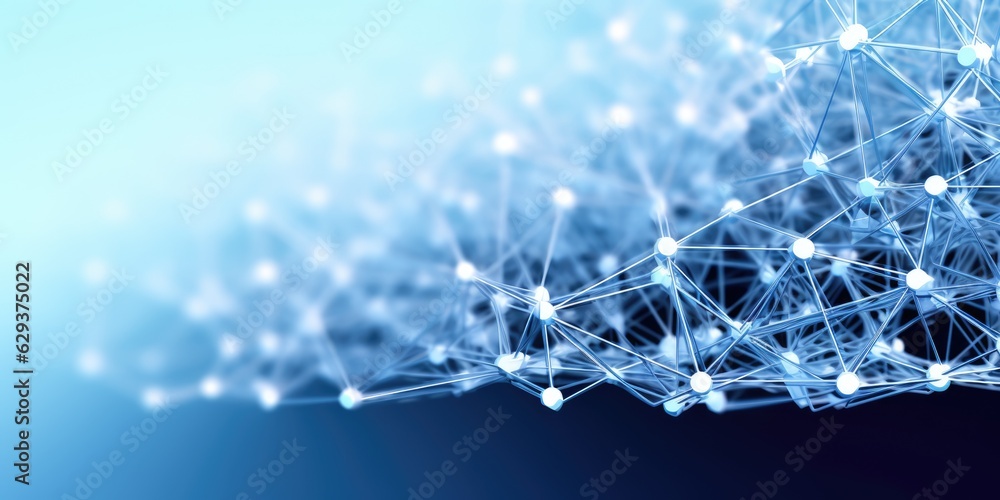 Aufkleber 3d network connections with plexus design blue background wallpaper. generative ai image weber.