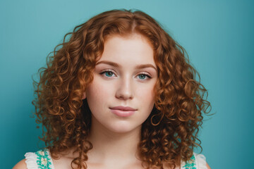 Beautiful red-haired woman, on a clean background. Generative AI
