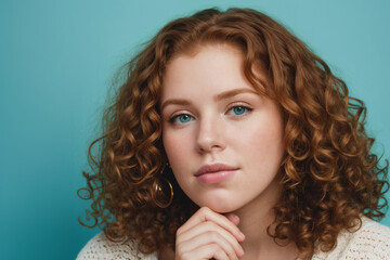 Beautiful red-haired woman, on a clean background. Generative AI