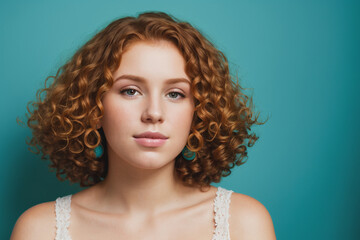 Beautiful red-haired woman, on a clean background. Generative AI
